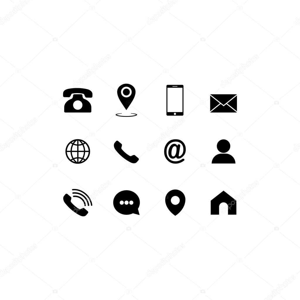 Set of communication icons set modern button . Phone, mobile phone, mail on isolated background for applications, web, app. EPS 10 vector