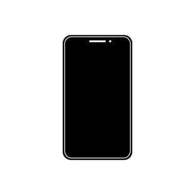 Akıllı telefon, web için siyah renkli cep telefonu simgesi, izole edilmiş beyaz arka planda cep telefonu. EPS 10 vektörü