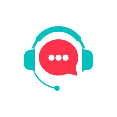 Teknik destek. Müşteri destek ikonu düz ya da çağrı merkezi ya da kulaklıklı cihazlar izole edilmiş beyaz arka planda. EPS 10 vektörü.