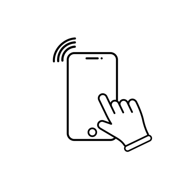 Сенсорный Экран Смартфона Значок Символ Ручной Указки Вибрации Телефон Звонит — стоковый вектор