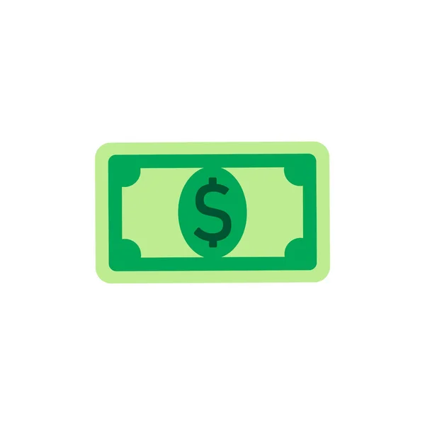 Geld Bankbiljet Dollarbiljet Pictogram Plat Geïsoleerde Witte Achtergrond Eps Vector — Stockvector