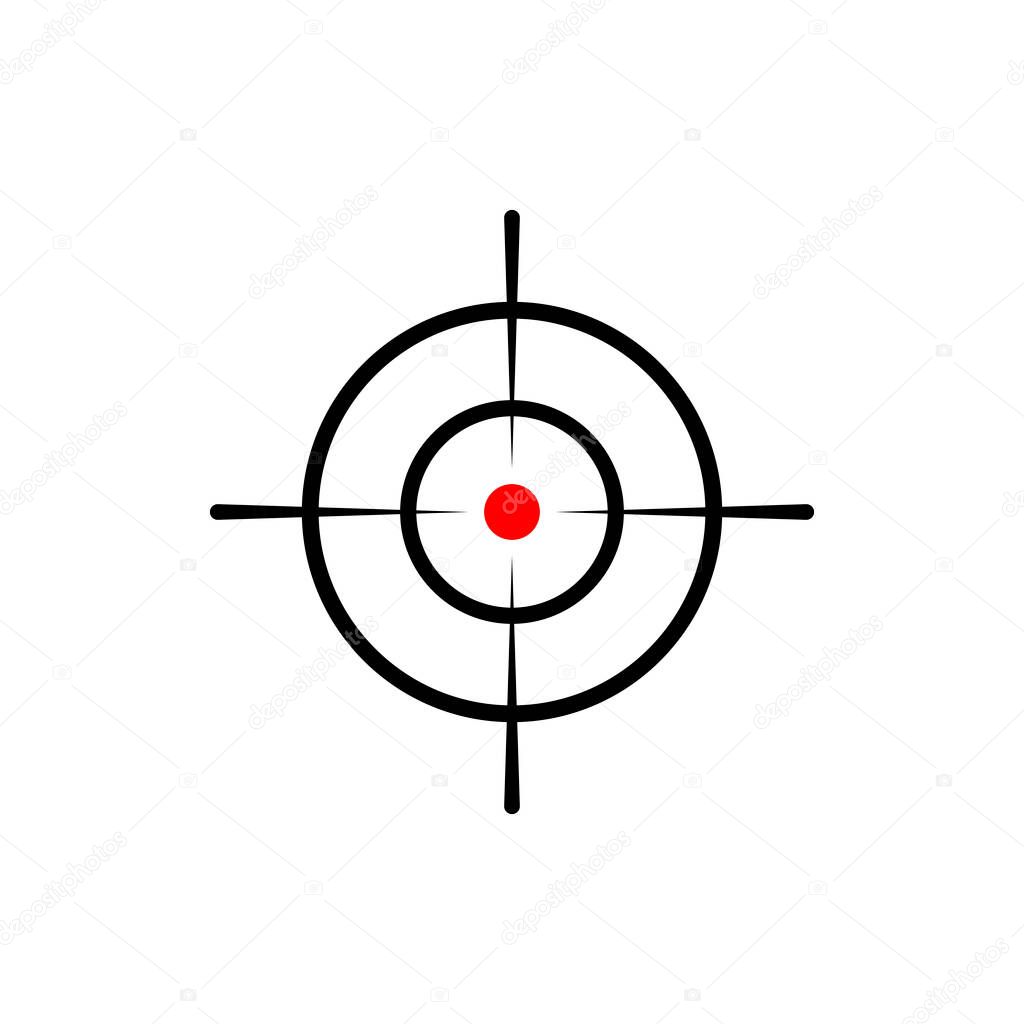 Crosshair and target, sight, sniper icon in black for web, mobile on isolated white background. EPS 10 vector.