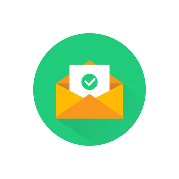 Offener Umschlag Mit Häkchen Oder Mail Mail Chat Briefsymbol Flach — Stockvektor