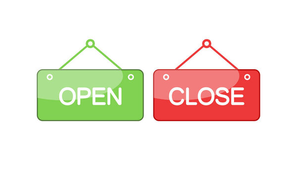 Plate open close icon. Shop sign on isolated white background. EPS 10 vector