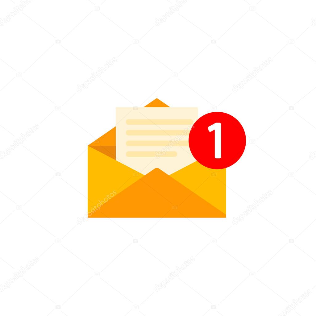 New message, notification, email, amail, chat or letter icon flat in on isolated background. EPS 10 vector
