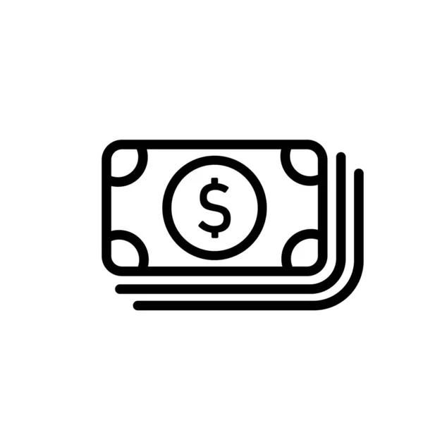Geld Bankbiljet Dollarbiljet Pictogram Logo Plat Geïsoleerde Witte Achtergrond Eps — Stockvector