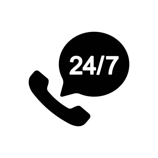 Call Center Support Vector Icon Black Isolated White Background Eps — Stock Vector