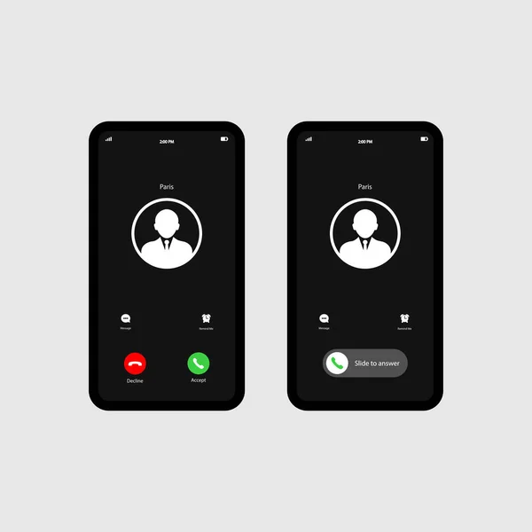 Мобильный Шаблон Вызова Screnn Входящий Звонок Значок Смартфона Плоский Изолированном — стоковый вектор