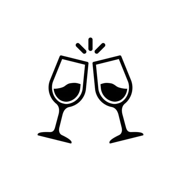Стаканы Приветствуют Иконы Вино Изолированном Белом Фоне Вектор Eps — стоковый вектор