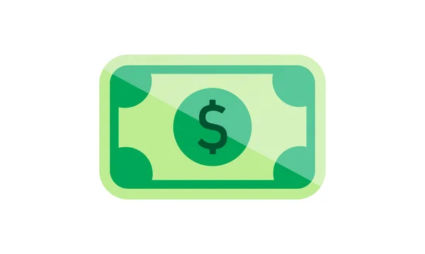 Geld Bankbiljet Dollarbiljet Pictogram Plat Geïsoleerde Witte Achtergrond Eps Vector — Stockvector