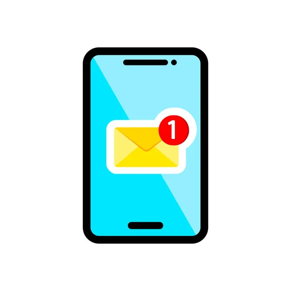 Neue Nachricht Benachrichtigung Auf Smartphone Symbol Flach Auf Isoliertem Hintergrund — Stockvektor