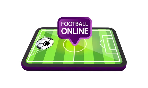 Smartphone Avec Fond Stade Sport Regarder Football Ligne Illustration Icône — Image vectorielle