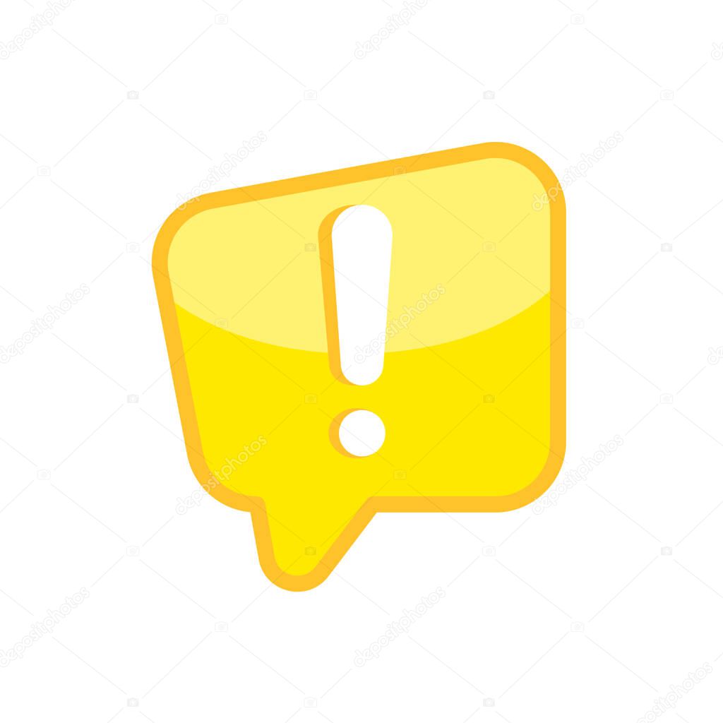 Warning attention sign with exclamation mark icon flat on isolated white background. Vector EPS 10