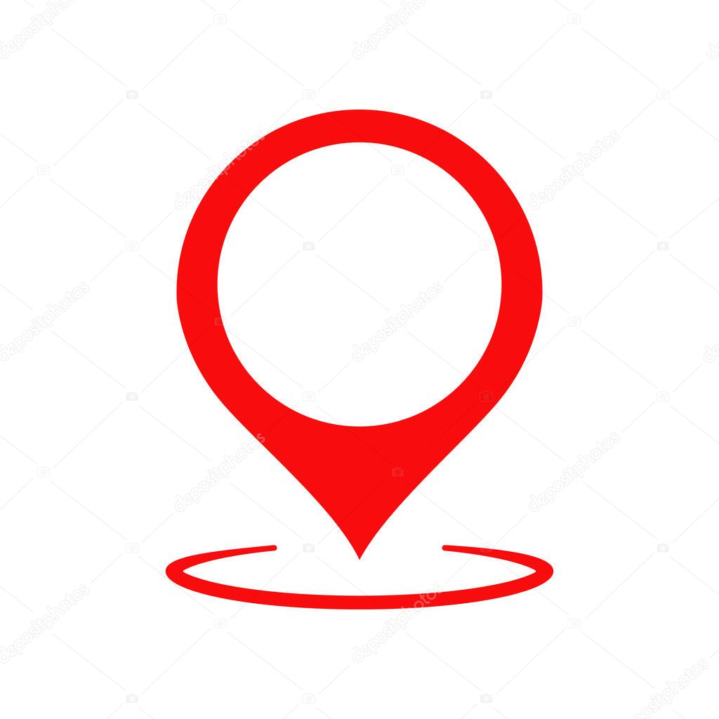 Map pointer, geo pin, location icon or geolocation, gps, on isolated white background. EPS 10 vector
