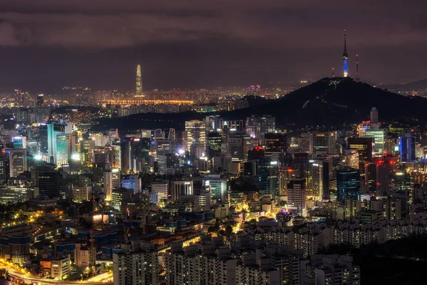 Widok nocny na Seul — Zdjęcie stockowe