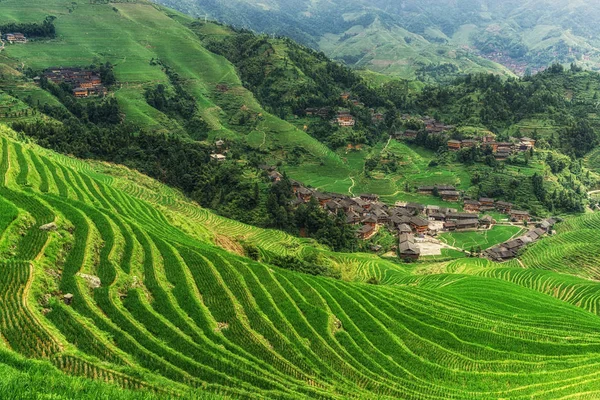 Dazhai dorp in contourploegen — Stockfoto