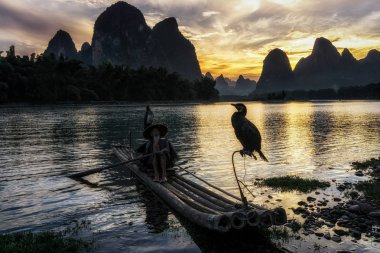 Cormant balıkçı li nehir