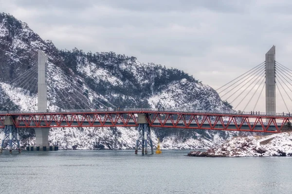 Jangja island bridge in winter