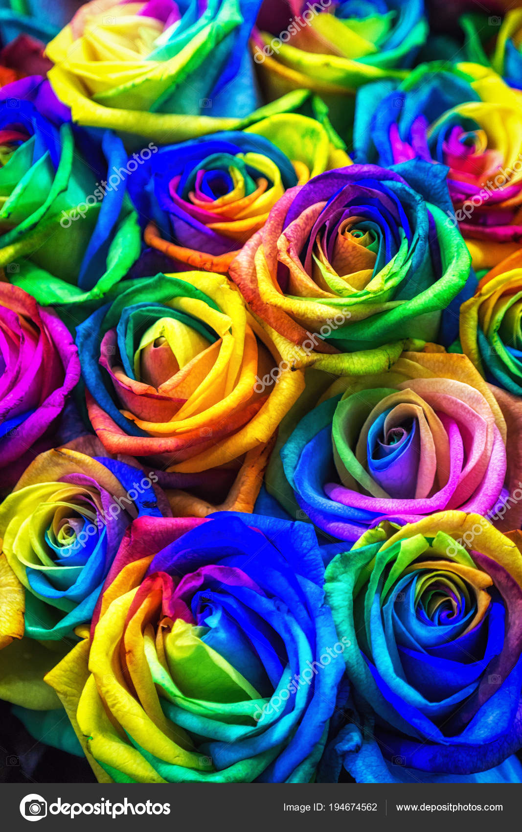 Rainbow colored roses Stock Photo by ©aaron90311 194674562