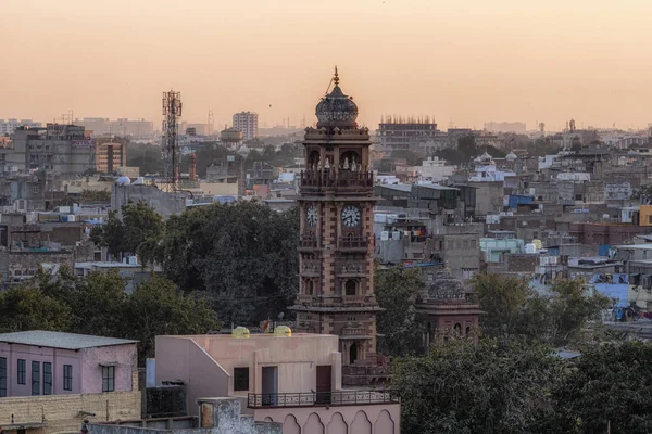 Ghanta ghar reloj torre jodhpur puesta de sol — Foto de Stock