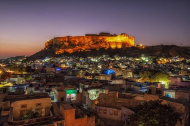 mehrangarh fort sunset lit up
