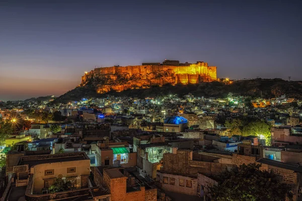 Mehrangarh fort sunset lit up — Stockfoto