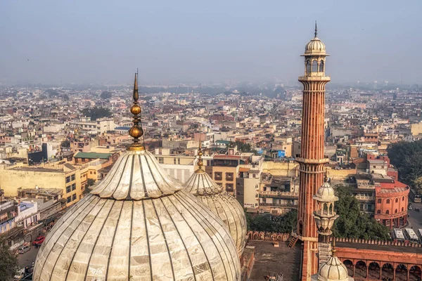 Blick auf jama masjid und new delhi — Stockfoto