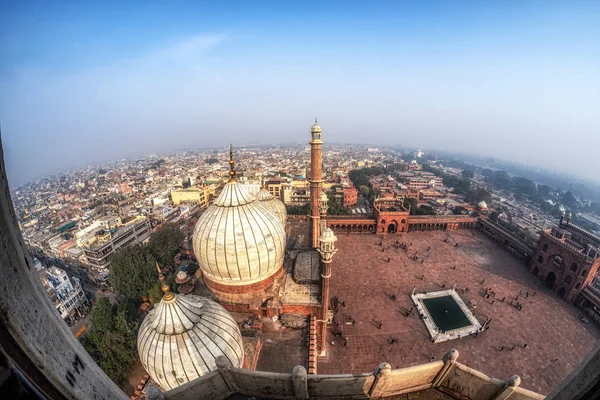 Kilátás a jama masjid és az új Delhi — Stock Fotó