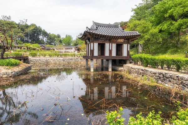 Hwallaejeong Paviljoen Bovenop Kunstmatige Vijver Seongyojang House Gangneung Zuid Korea — Stockfoto