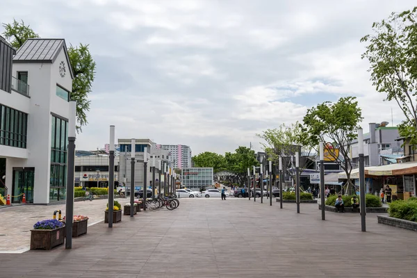 Wolha Rue Divers Magasins Vendeurs Restaurants Célèbre Rue Gangneung Corée — Photo