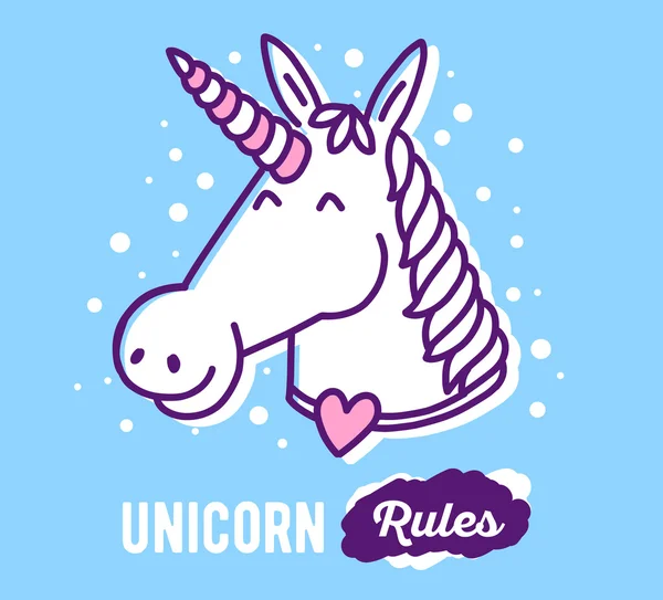 Wektor ilustracji białej głowy cute Magic Unicorn z HEA — Wektor stockowy