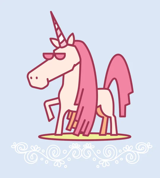Wektor ilustracji cute Magic Unicorn z rogu, różowy grzywa, — Wektor stockowy