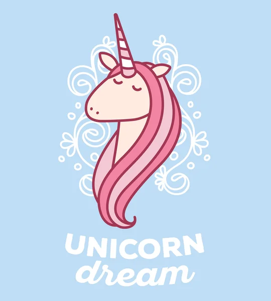 Wektor ilustracja cute Magic Unicorn głowę z rogu, różowy m — Wektor stockowy