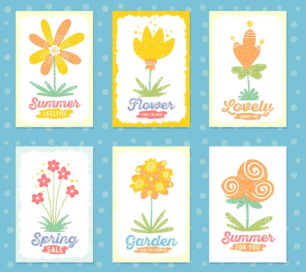 Vector illustration collection of wonderful floral template with — Stock Vector