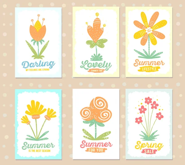 Colección de ilustración vectorial de maravillosa plantilla floral con — Vector de stock