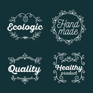 Vektör Eko rozetleri beyaz yazı ile set. Fl ile logo Şablonlar