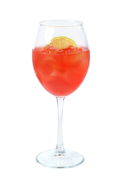 cocktail with a slice of lemon isolated on a white background