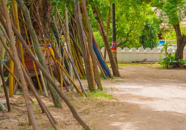 ランパン省のPhra Tad Lampang Luangの菩提樹の下の松葉杖 — ストック写真