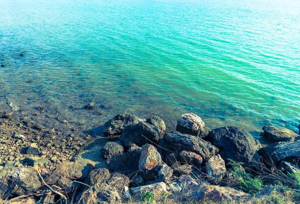 Vintage Tone Image Rock Seashore Day Time Background — Stock Photo, Image