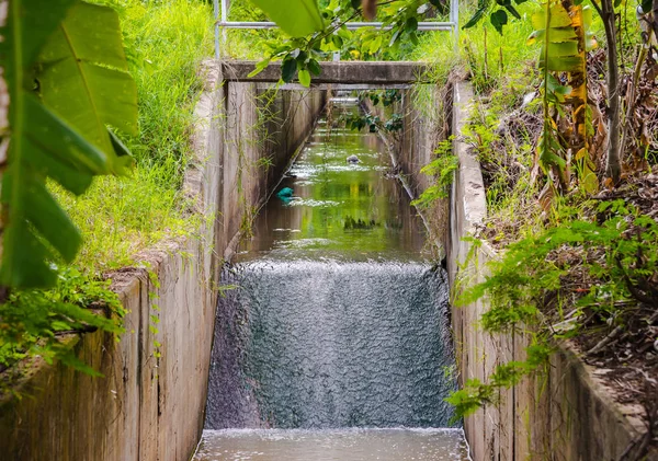 Beeld Van Rioolwaterafvoer Met Langzame Waterdoorstroming Dag — Stockfoto
