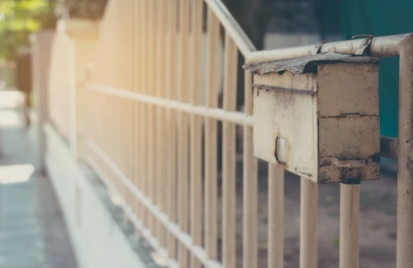 Vintage Tone Old Letter Box Steel Bar Wall — Stock Photo, Image