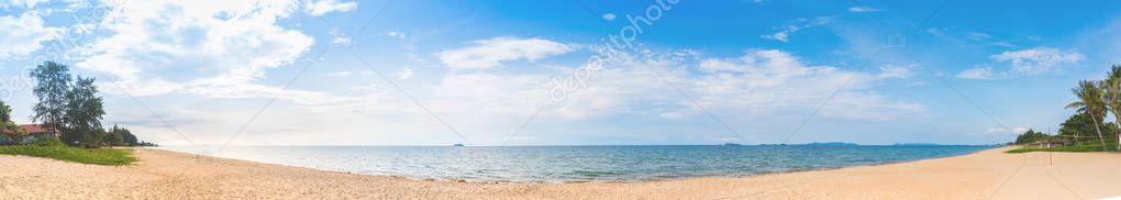 Panorama image of the beach on sunny day at Mae Pim Beach on Chakphong,Pae-Klang road, Klaeng District, Rayong Thailand