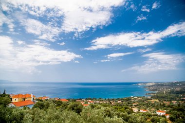 Yunanistan 'daki Kefalonia Dağı' nın tepesinden görüntü