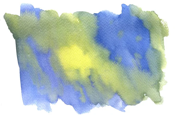Abstrakt blå och gul akvarell bakgrund isolerad på vit bakgrund — Stockfoto