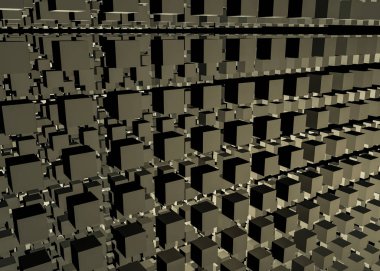 Üç boyutlu figürlerin soyut mozaiği