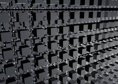 Üç boyutlu figürlerin soyut mozaiği