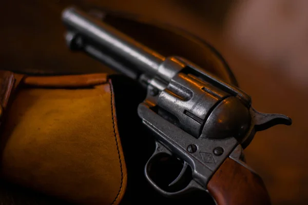 Revolver Laying Holster Pointing Left — Stock Photo, Image