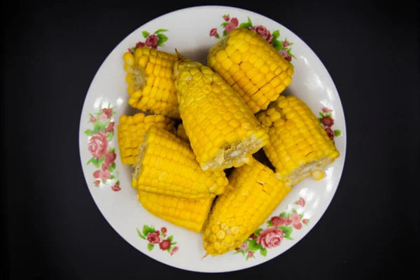 Corn Has Been Cut Floral Pattern Plate — Stock Photo, Image