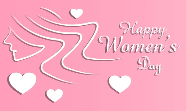 Happy Women Day Line Art — Archivo Imágenes Vectoriales