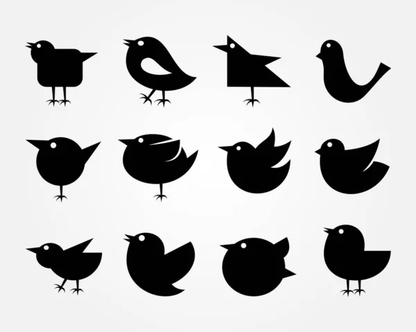 Ensemble Icônes Oiseaux Vecteur Animal — Image vectorielle